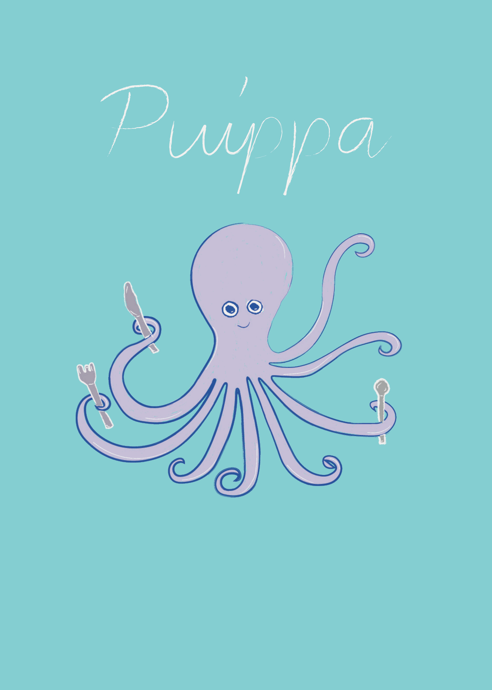 Table sign, Puippa, an octopus holding cutlery